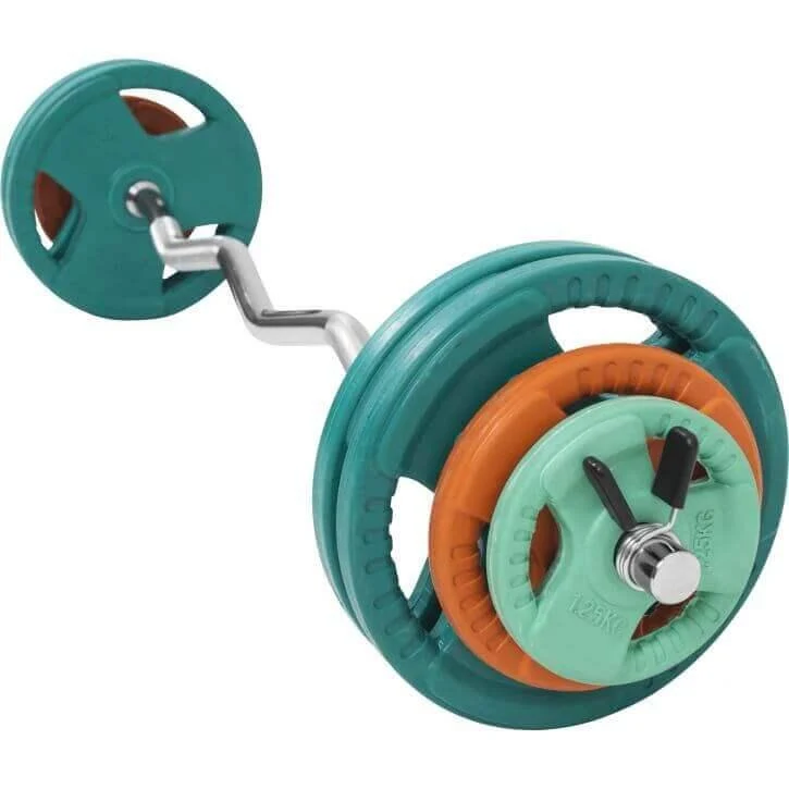 Set d’haltères curl SZ en caoutchouc 35 kg