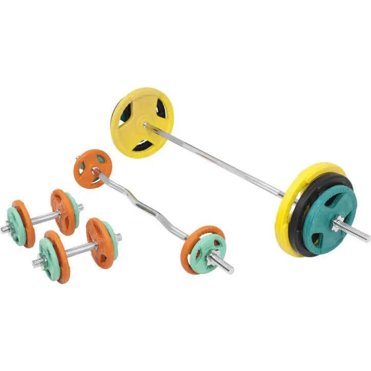 Set d’haltères en caoutchouc 108 kg avec stop-disques