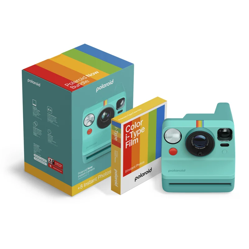 Polaroid - Appareil photo instantané Now 3e génération, lot de 8 photos instantanées Turquoise