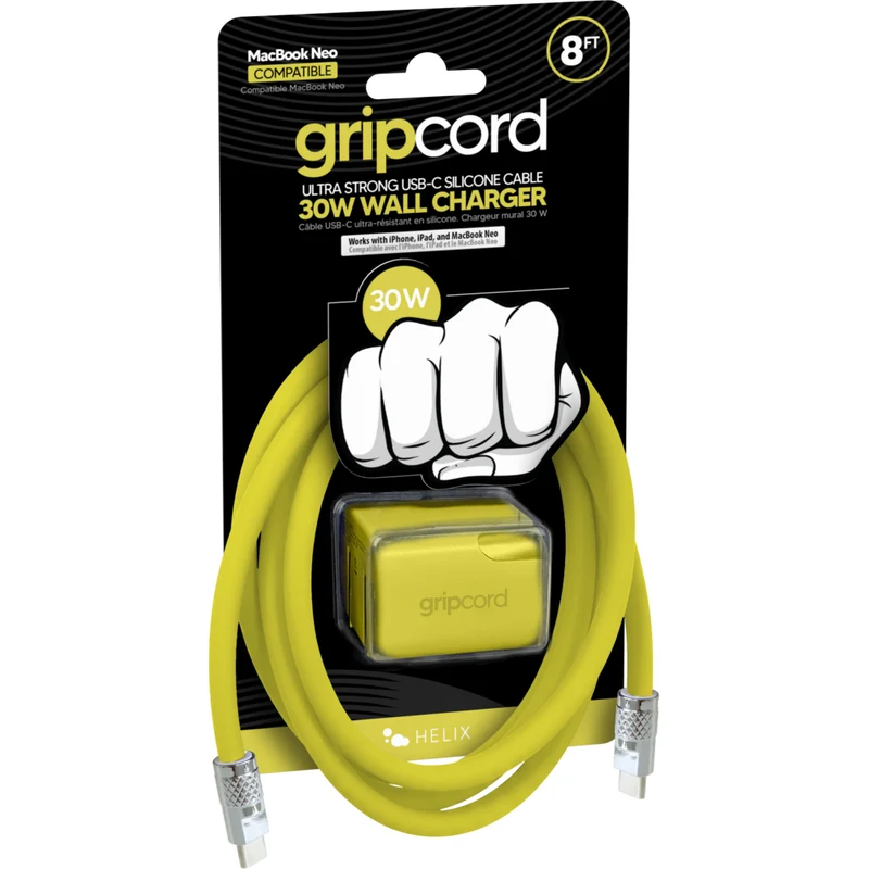 Helix 30W Wall Charger & Silicone USB-C Cable Bundle - Citrus