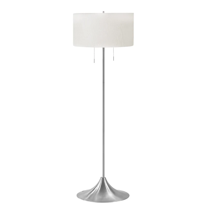 Monarch Specialties - 9681 61"H Lampadaire - Métal Argenté, Abat-Jour Ivoire / Crème