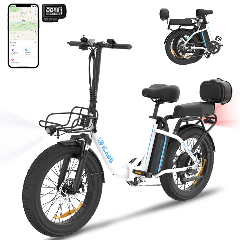 Gyrocopters iCaddy Electric Bike for Adults - Speed 40 kmph PAS Range 125 km - White