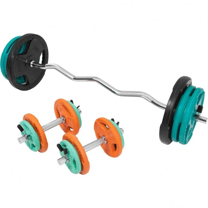 Set d’haltères curl SZ en caoutchouc 70 kg