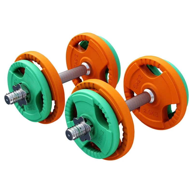Set d'haltères courts en caoutchouc 20 kg avec stop-disques