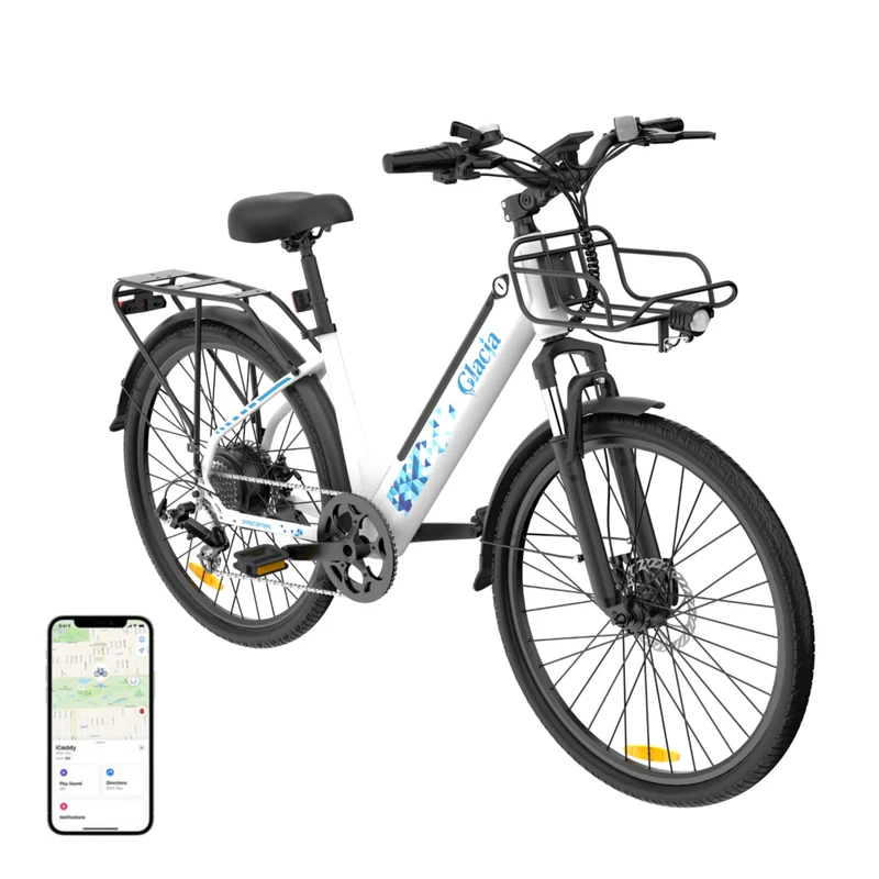 Gyrocopters Glacia Electric Bike for Adults & Teens - Speed 45 kmph - PAS 93 km - White