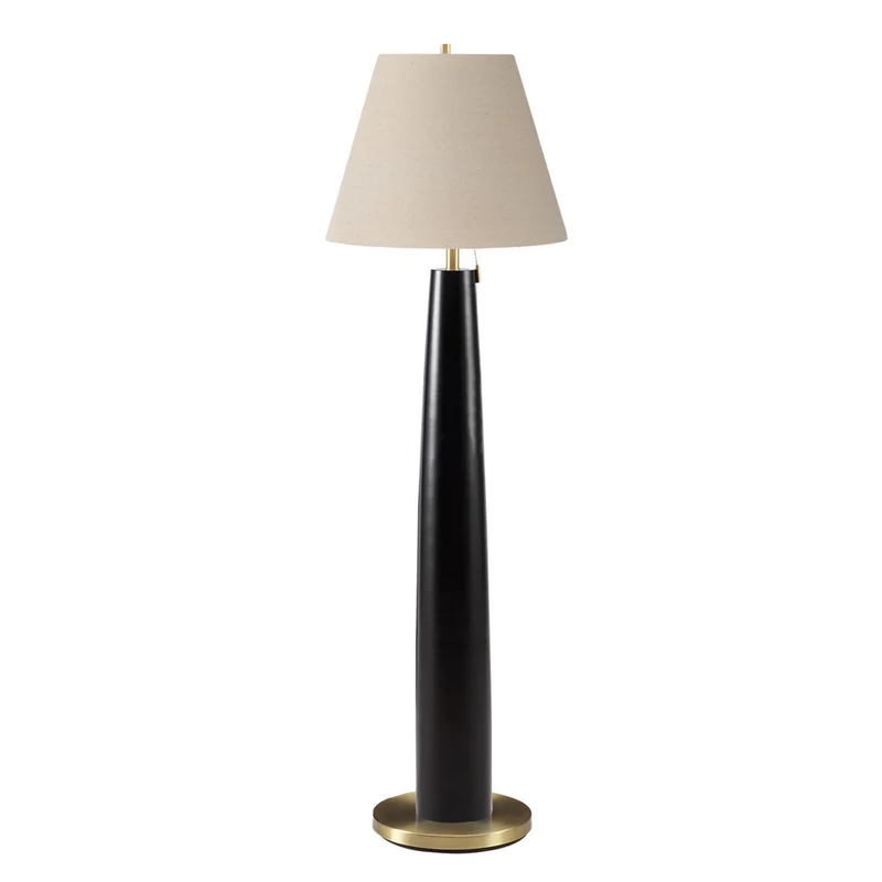 Monarch Specialties 9683 62"H Floor Lamp - Black Metal/Beige Shade
