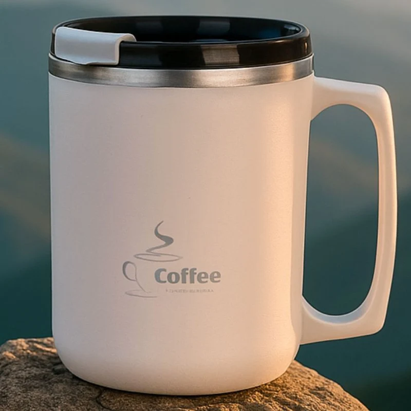 Tasse Double Paroi – GripMug 450 ml avec couvercle