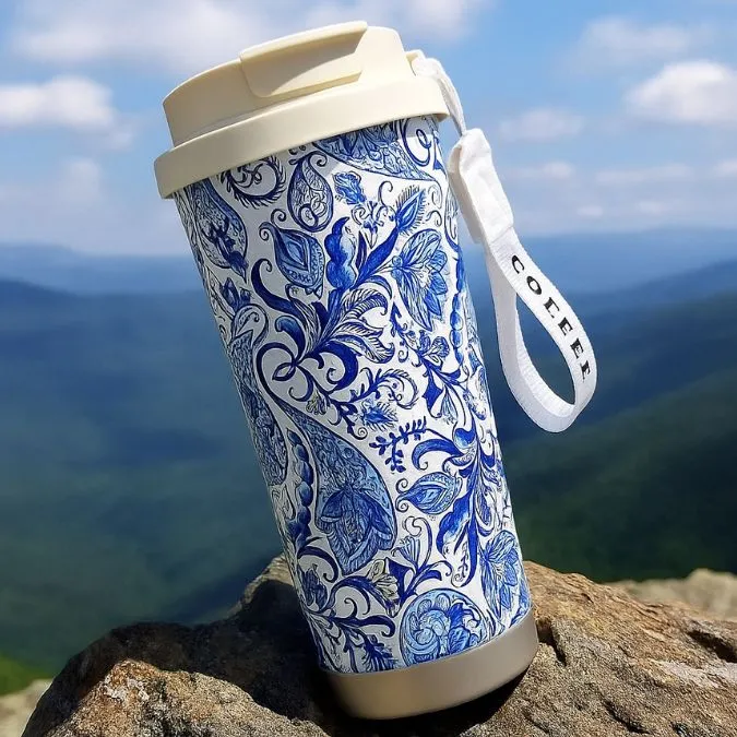 Thermos Flask Mug 500 ml - BloomCup Fleuri Bleu