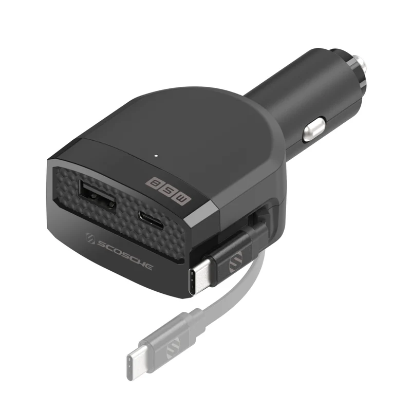 Scosche 85W Car Charger with Retractable Cable - Black