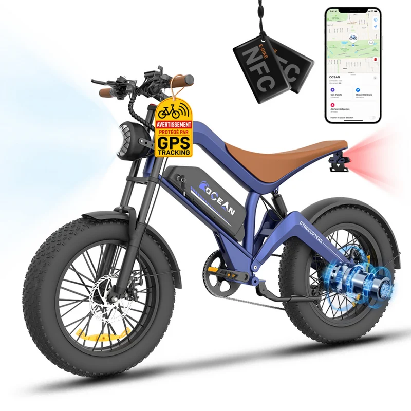 Gyrocopters - Moto électrique tout-terrain Ocean pour adultes - Vitesse 55 km/h - Autonomie PAS 115 km - Bleu