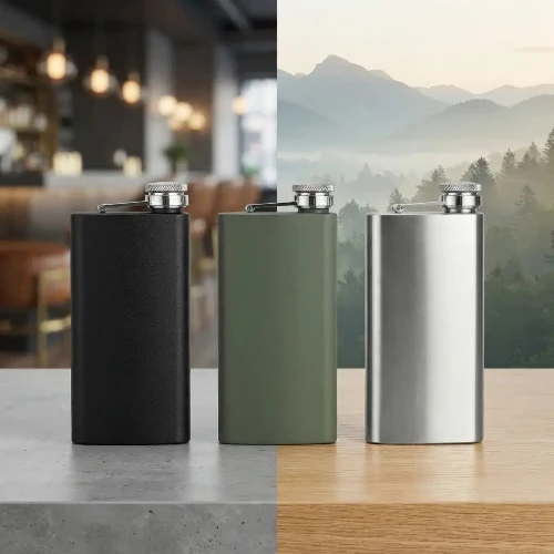Gourde Plate de Poche en Inox 140ml | Flasque Alcool et Spiritueux