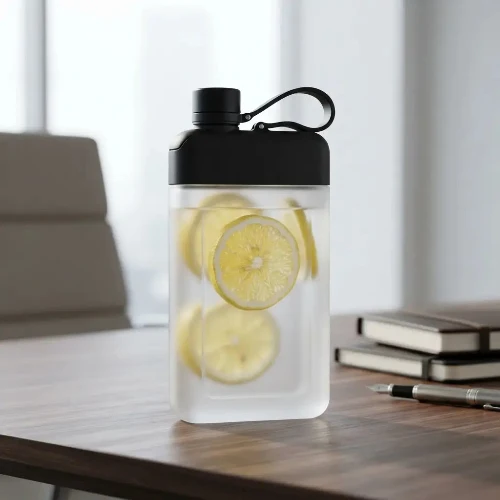 Gourde Plate Transparente 450ml | Bouteille d'Eau Fine pour Sac et Bureau