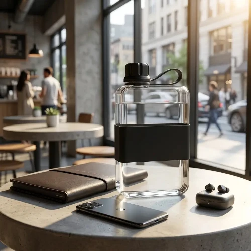 Gourde Plate Innovante Format Cahier A5 | Bouteille d'Eau Mince pour Sac