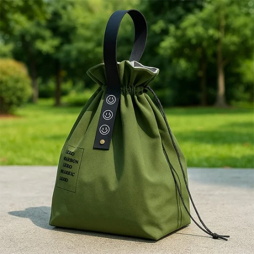 Sac à Déjeuner Isotherme en Toile avec Cordon de Serrage | Style Bento Japonais