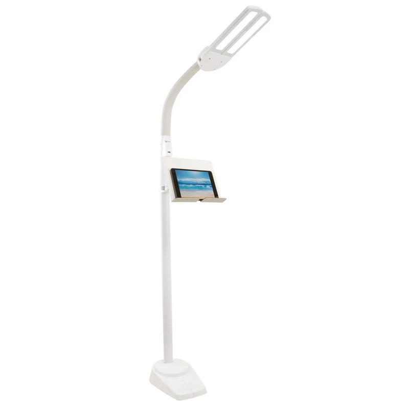OttLite Dual Shade LED Floor Lamp with Tablet Stand and USB Charging - White