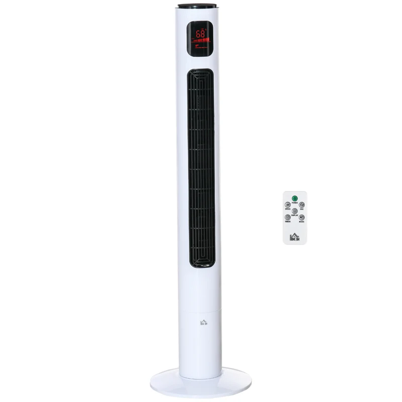 HOMCOM 46'' Tower Fan for Bedroom with 70° Oscillating and Remote Controller - White