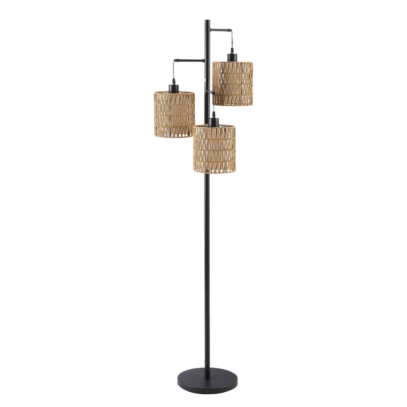 Monarch Specialties - 9651 73"H Lampadaire - Corde Naturelle, Métal Noir
