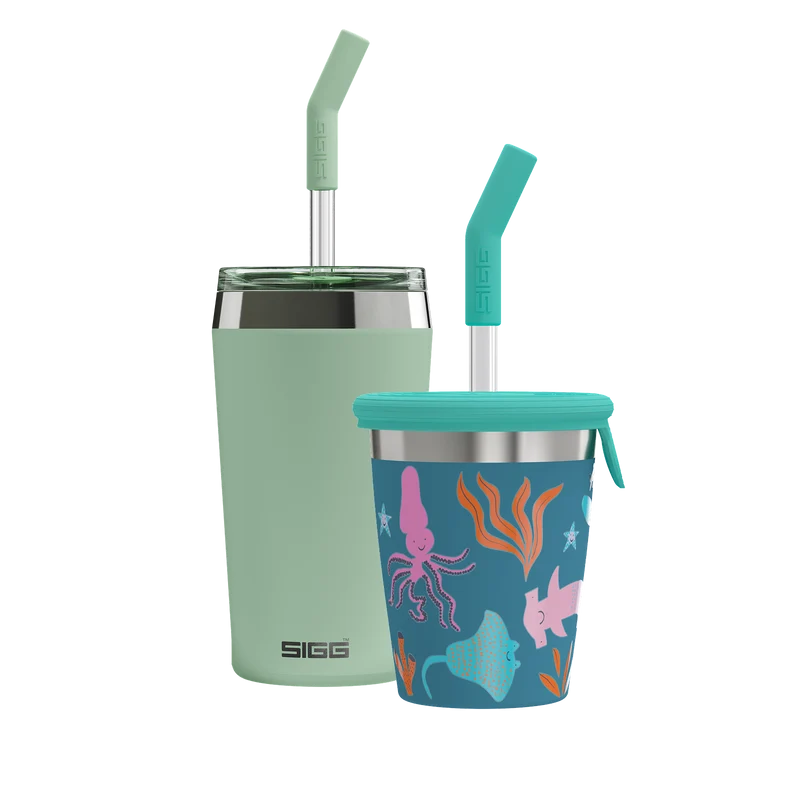 Family Bundle Helia – Milky Green & Kids Straw Cup Blue World