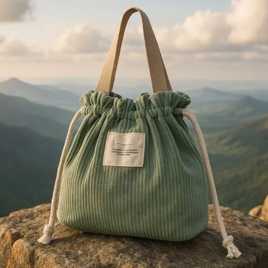 Lunch Bag - VelvetGo Côtelé Vert