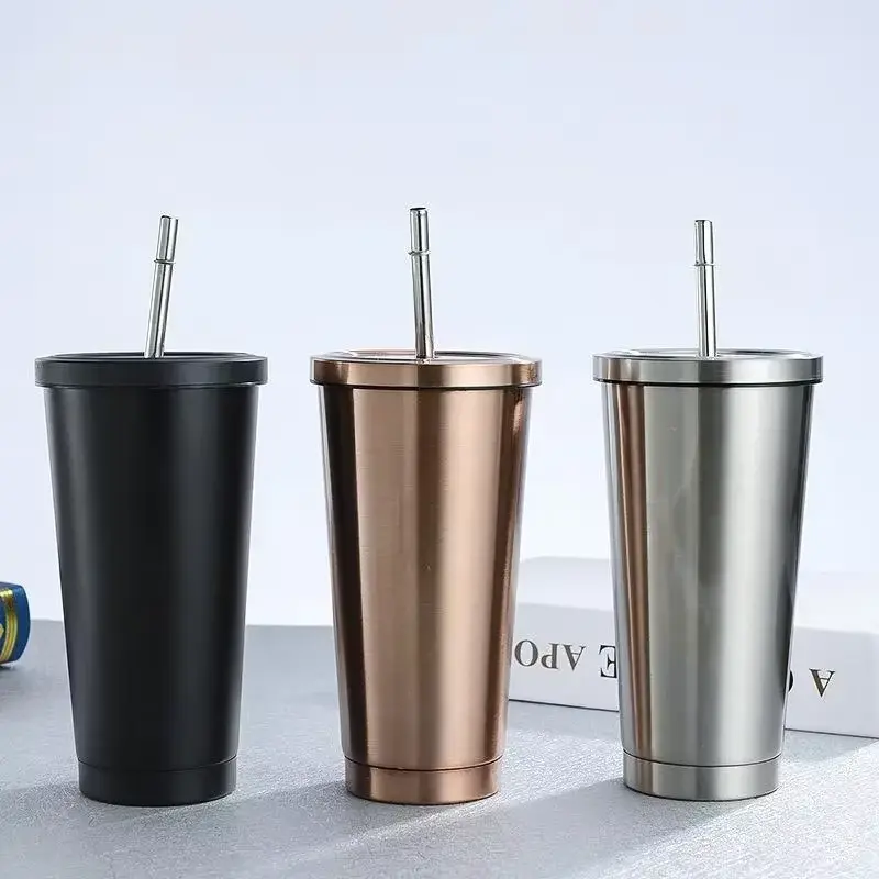 Gobelet isotherme inox 500 ml - Paille intégrée nomade