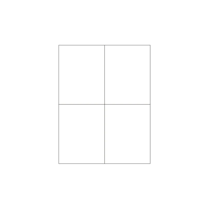 Spicers White Laser Labels - Blank Un-coated - 8-1/2" x 11" Sheets - 4" x 5" 4 up - 250 Pack