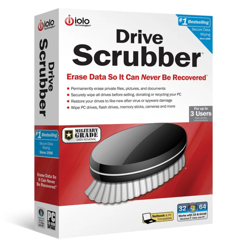 Iolo Drive Scrubber Military Grade Data Removal - 3-User - 1-Year