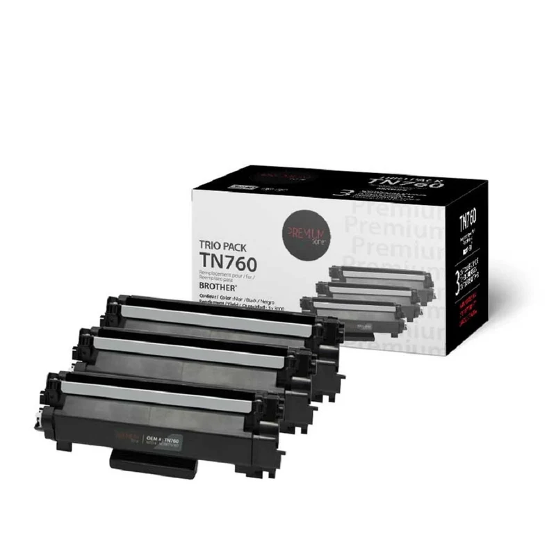 Premium Tone TN760 Compatible Brother Toner - 3 Pack