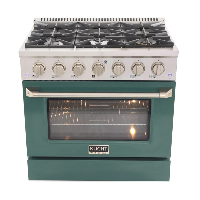 Kucht - 36 po Série KDF Cuisinière Pro Style au gaz naturel - Acier inoxydable/Vert