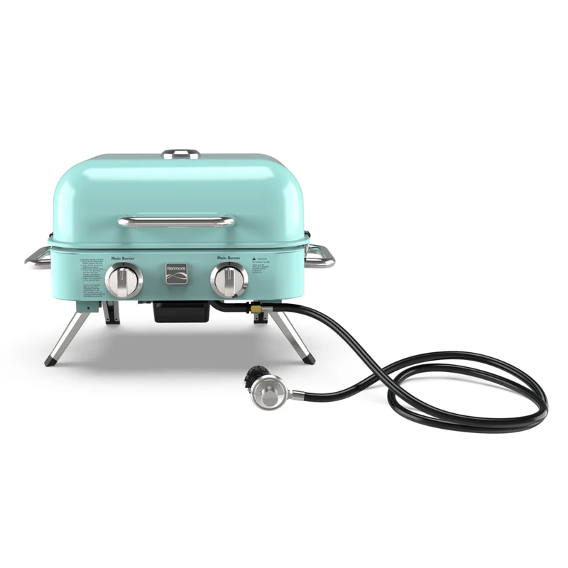 Kenmore - Barbecue de table rétro à 2 brûleurs - turquoise