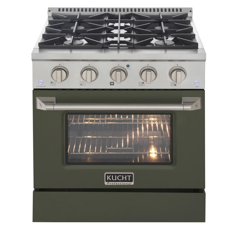 Kucht - 30 po Série KDF Cuisinière Pro Style au gaz naturel - Acier inoxydable/Vert olive