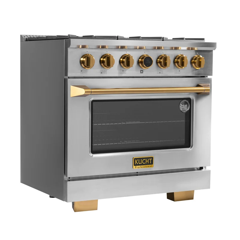 Kucht 36" KXP Series Dual Fuel Range Natural Gas - Stainless Steel/Gold