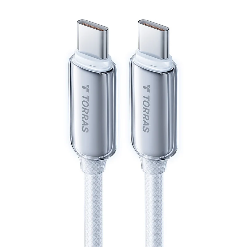 Torras - Câble de charge rapide USB-C Iceflow 60 W - 79 po - Blanc