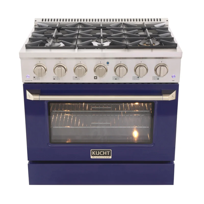 Kucht - 36 po Série KDF Cuisinière Pro Style au gaz propane - Acier inoxydable/Bleu