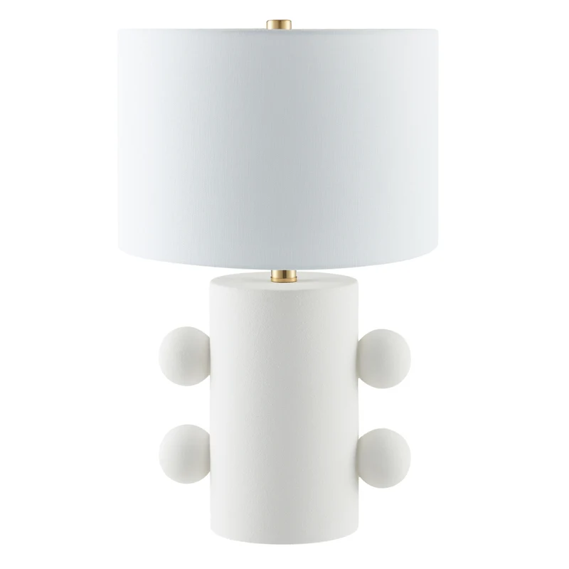 Hudson&Canal Jurrah 20" Tall Petite Ceramic Table Lamp with Fabric Shade - Matte White/White