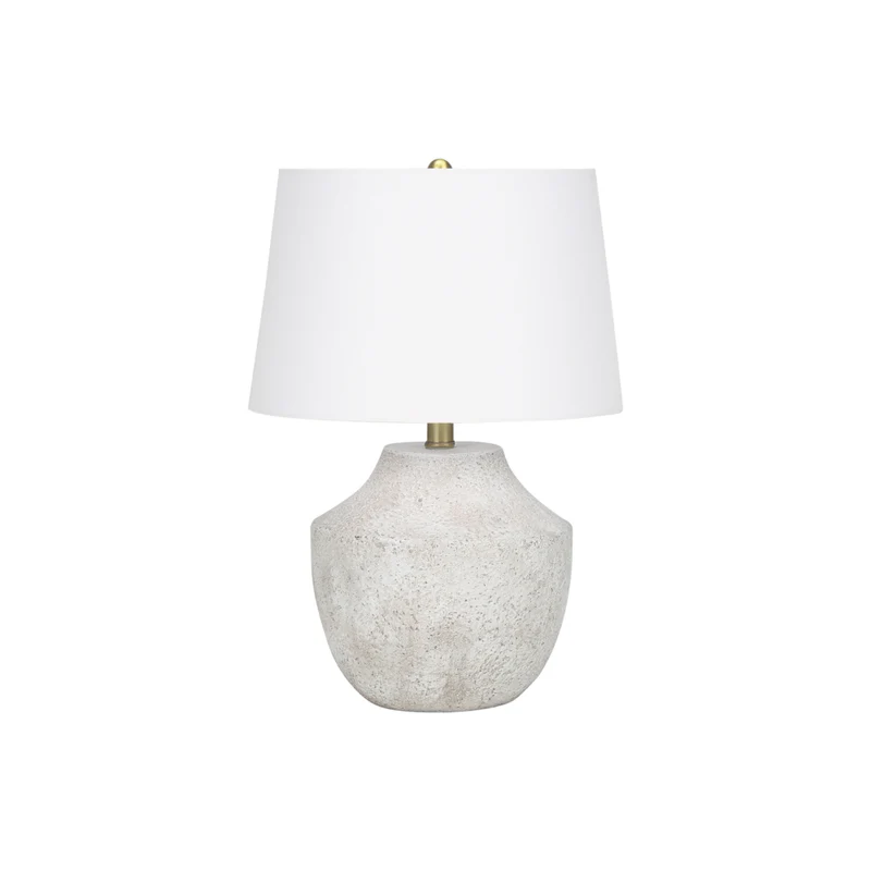 Monarch Specialties 20" H Table Lamp - Cream Concrete / Ivory / Cream Shade