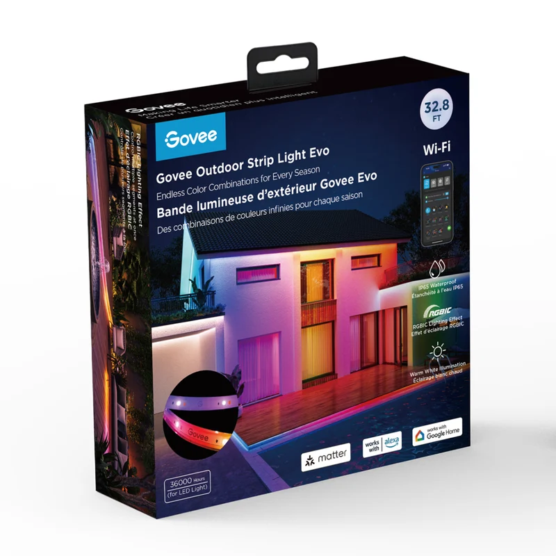 Govee - Bande lumineuse RGBICW d'extérieur 10 m Evo