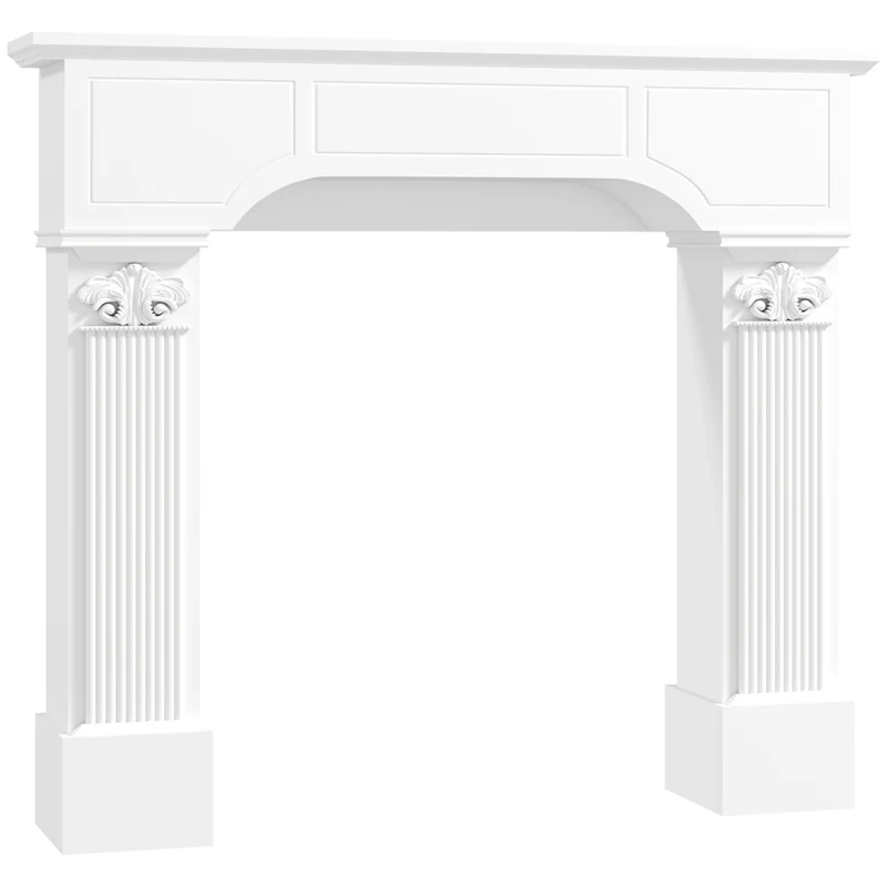 HOMCOM - Manteau de foyer style baroque avec pieds ioniques, blanc
