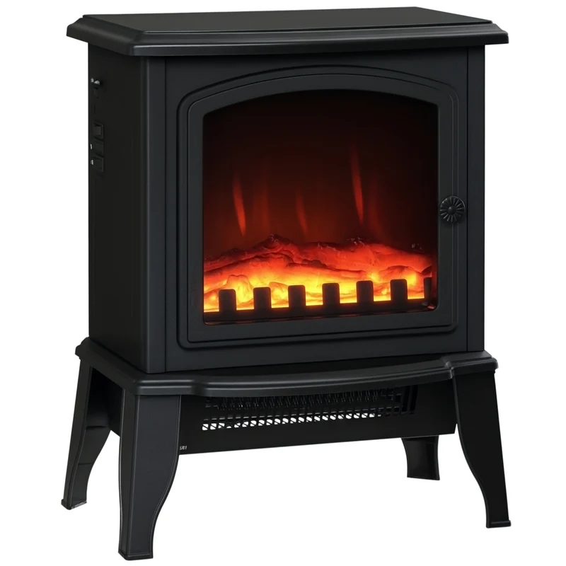 HOMCOM - Foyer électrique 750/1500 W, noir