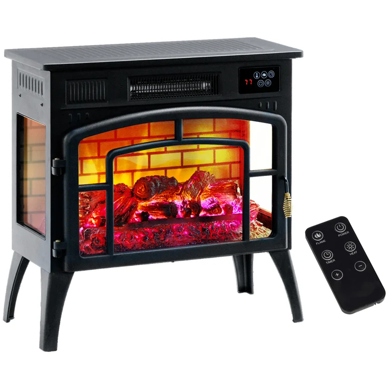 HOMCOM 1500W Infrared Electric Fireplace Heater for Indoor Use - Black