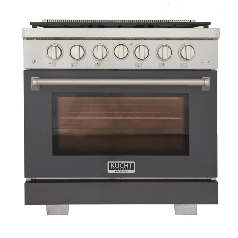Kucht 36" KFX-X Series Pro Style Propane Gas Range - Stainless Steel/Cement Gray