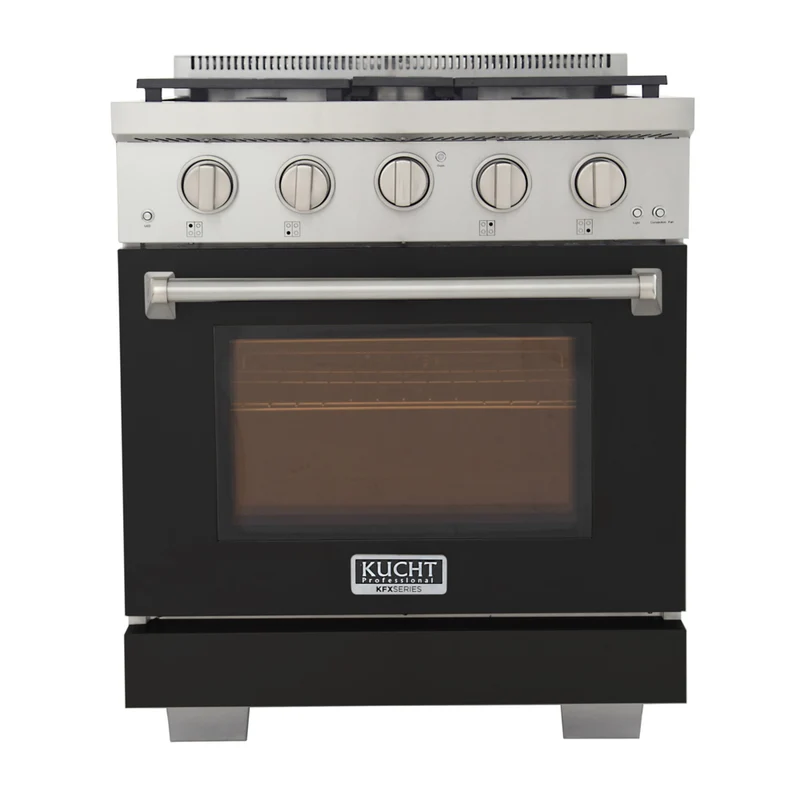 Kucht 30" KFX-X Series Pro Style Propane Gas Range - Stainless Steel/Black