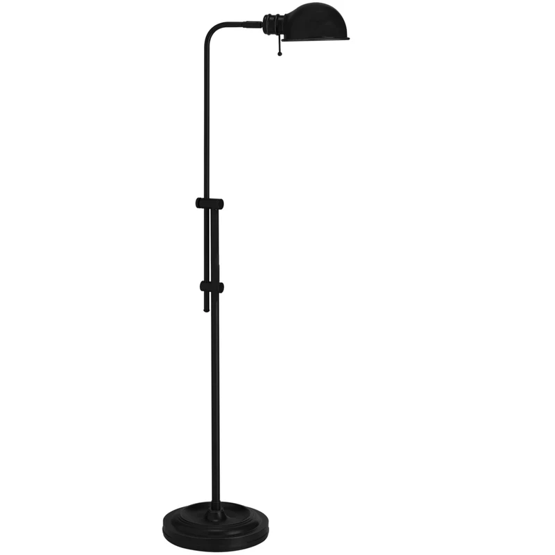 Dainolite - Lampe sur pied de pharmacie réglable à incandescence traditionnelle Fedora, 1 lumière, noir mat