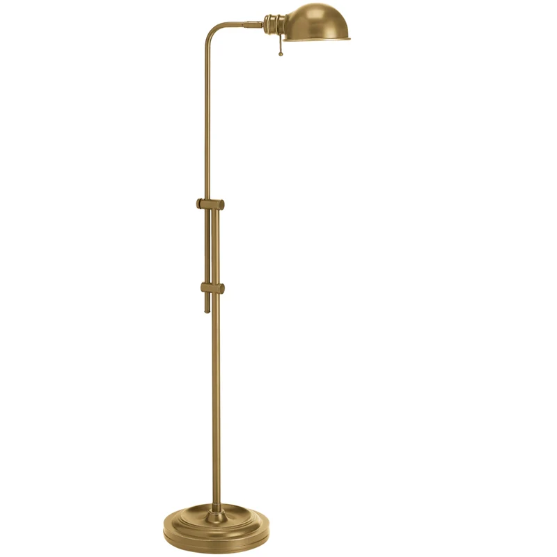 Dainolite - Lampe sur pied de pharmacie réglable à incandescence traditionnelle Fedora, 1 lumière, laiton vieilli