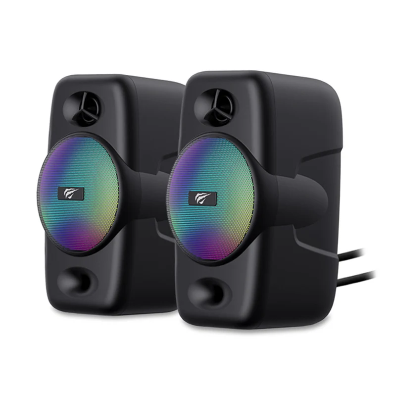 Havit Stereo Computer Speakers - USB powered, Dynamic RGB Lighting, 3.5mm Stereo audio input - Set of 2