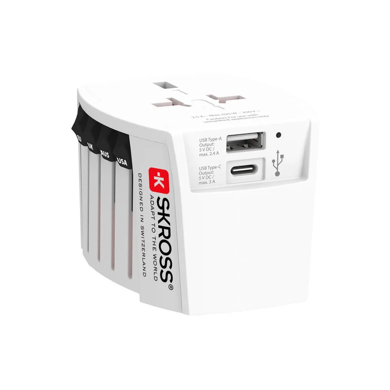 SKROSS - Adaptateur de Voyage Monde MUV USB (AC) - Blanc