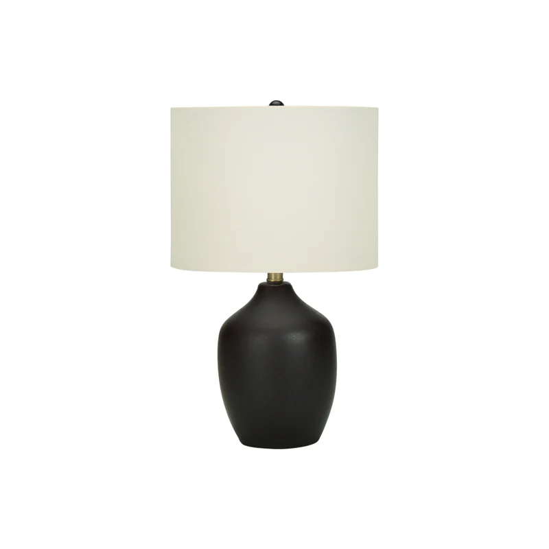 Monarch Specialties - Luminaire - 22 po H Lampe De Table - Céramique Noire - Abat-Jour Ivoire / Crème - Transitionnel
