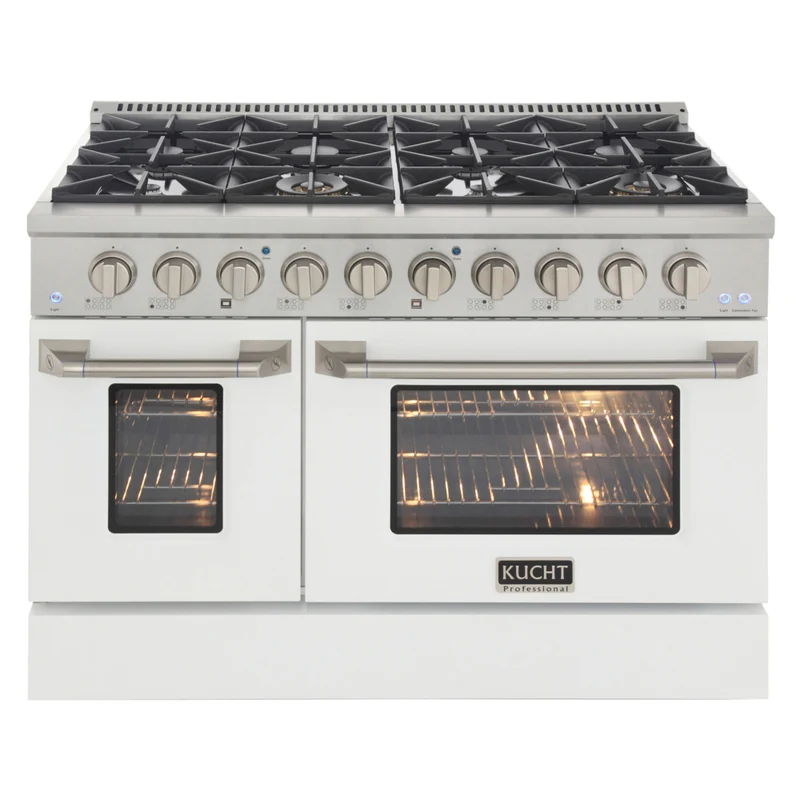 Kucht 48" KDF Series Pro Style Natural Gas Dual Fuel Range - Stainless Steel/White