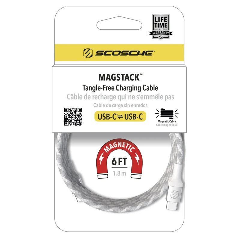 Scosche Strikeline 6' Magnetic USB-C TO USB-C - White