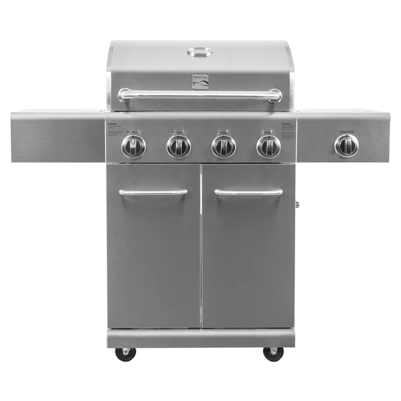 Kenmore - Barbecue au gaz à 4 brûleurs avec brûleur latéral de saisie - Tout en acier inoxydable
