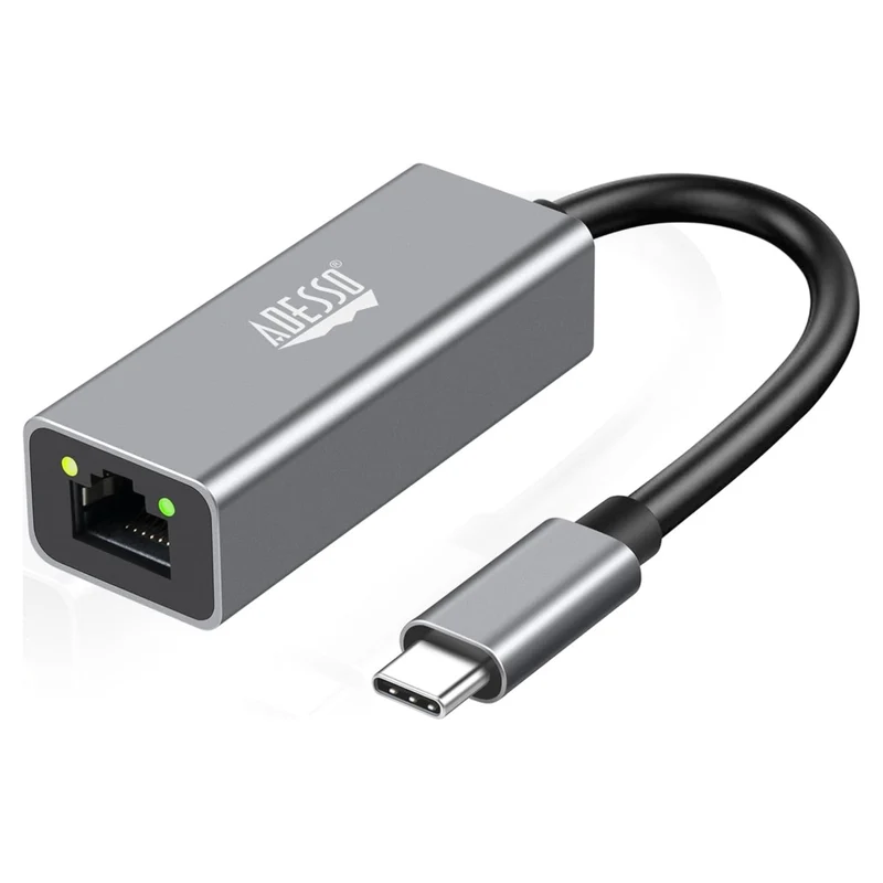 Adesso - AUH-5000 adaptateur USB-C vers Ethernet Gigabit - indicateur LED - compatible avec Windows, Mac et Chrome OS